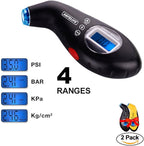SAFELIFE Digital Tire Pressure Gauge 150 PSI 4 Settings with Backlit LCD and Non-Slip Grip (2package)