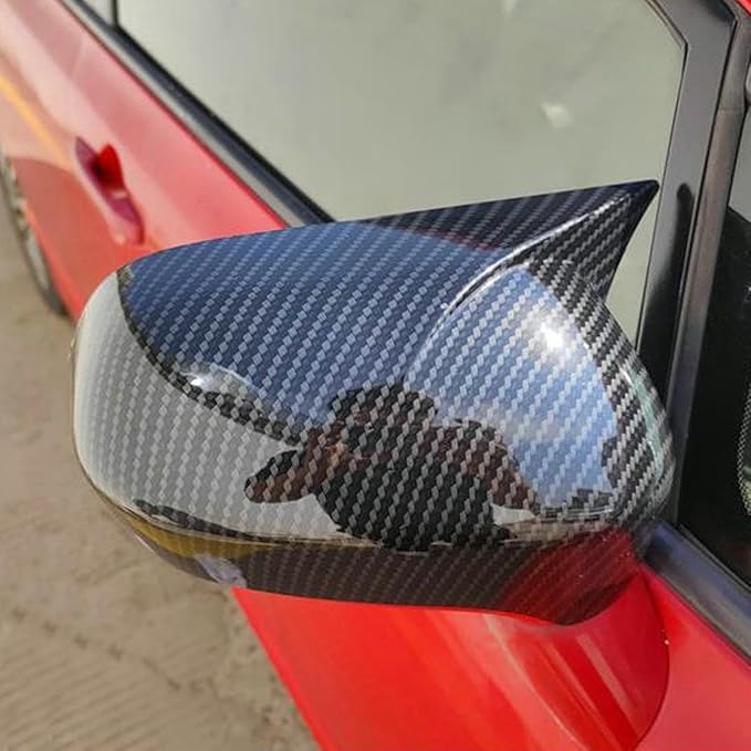 2Pcs Ox Horn Side Mirror Cover Exterior Decoration Rearview Mirror Guard Cover Trim for Honda Civic 2006-2011 Carbon Fiber Mirror Cap Cover Replacement