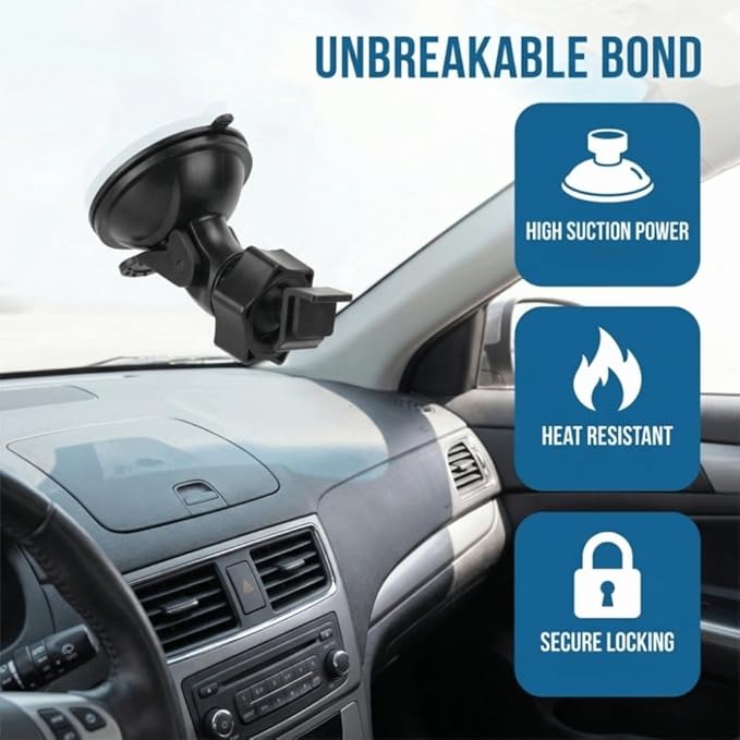 4 Pack Universal Car Dash Cam Mount - Vacuum Suction Cup Holder with 4 Interchangeable Heads for GPS Navigation and Dashboard Recorder(F Heads)