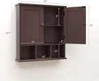 TaoHFE Brown Medicine Cabinets,Bathroom Wall Cabinet with 2 Door Adjustable Shelves,Over The Toilet Storage Cabinet,Espresso 