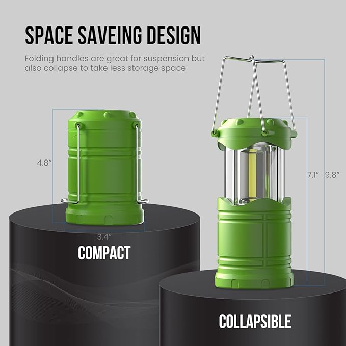 Lichamp LED Camping Lantern, 4 Pack Battery Powered Flashlight for Power Outages, Portable Collapsible Hanging Light Essentia