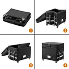 DocSafe Fireproof Document Box with Lock,2-Layer File Box with Wheels,Collapsible File Storage Organizer with Pockets,Large P