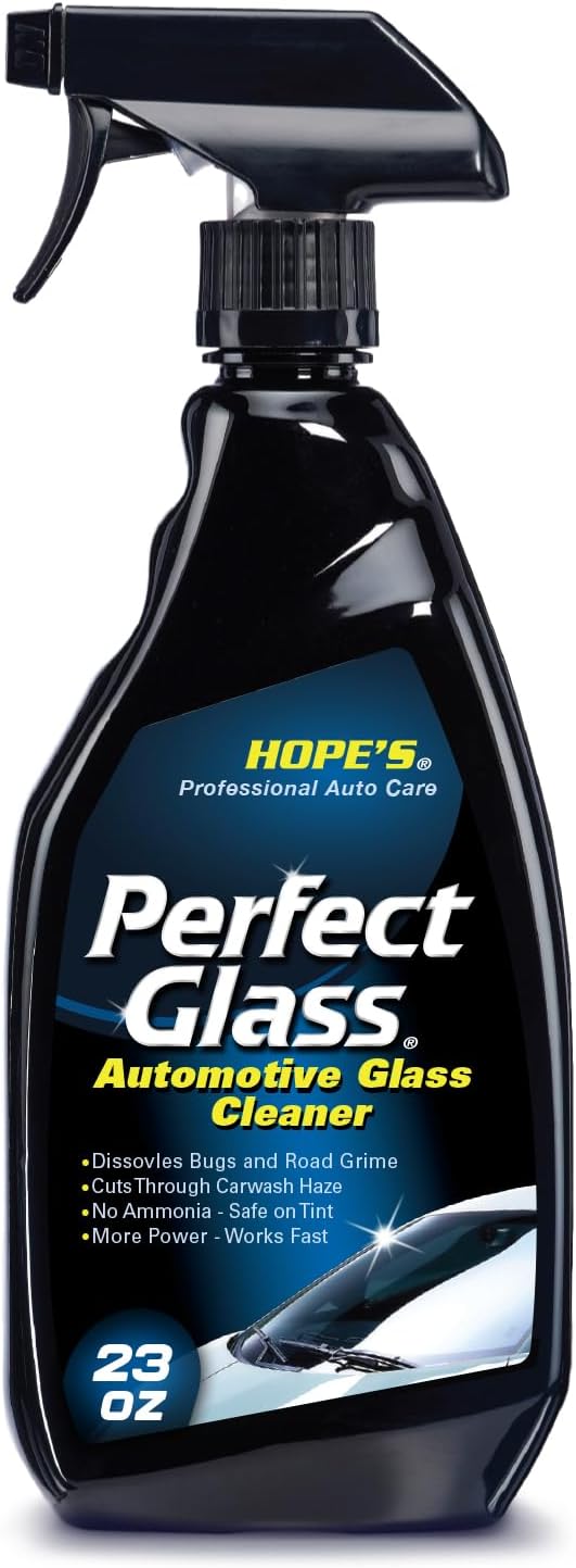 HOPE'S Perfect Glass Automotive Glass Cleaner - Streak-Free, Tint Safe Car Cleaner for Glass, Acrylic, Windows, Mirrors, Wind