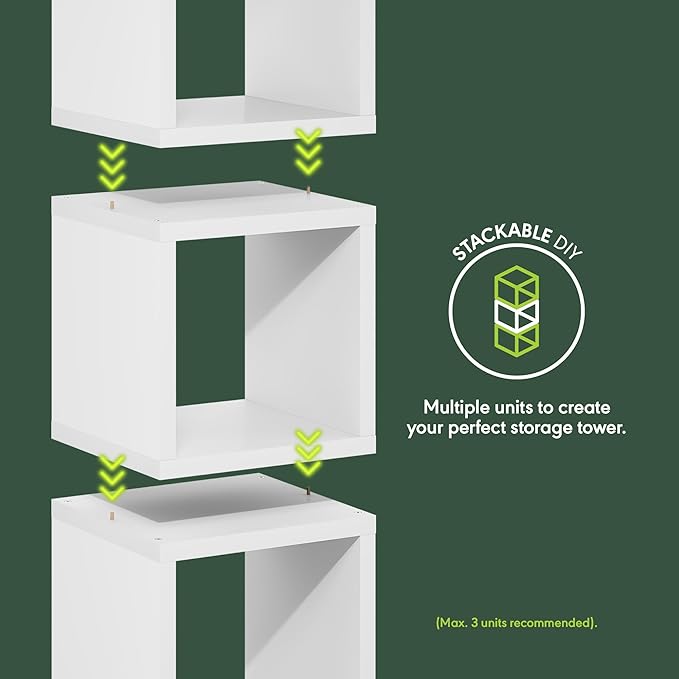 Furinno Cubicle Book Shelf, Stackable Bookshelf, Cube Storage Organizer Bookcase with Open Back, Extra Thick, 15.8" x 15.8" x