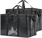 NZ home Insulated Bags for Food Delivery (3XL PRO) Grocery Shopping Cooler Bag, Pizza Delivery, Hot & Cold Catering Tote, Reusable, Foldable & Heavy Duty (2 Pack, Black)