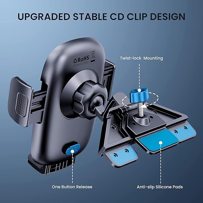 TICILFO Phone Mount for Car Phone Holder Mount Upgraded Metal CD Slot Phone Holder Car Cell Phone Holder Thick Cases Friendly iPhone Holder for Car Mount for CD Player Fit for All iPhone Smartphone
