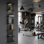 7 Tier Wall Shelves with Led Light, Lack Wall Shelf Unit, Vertical Shelf with Remonte Control,Black Shelves
