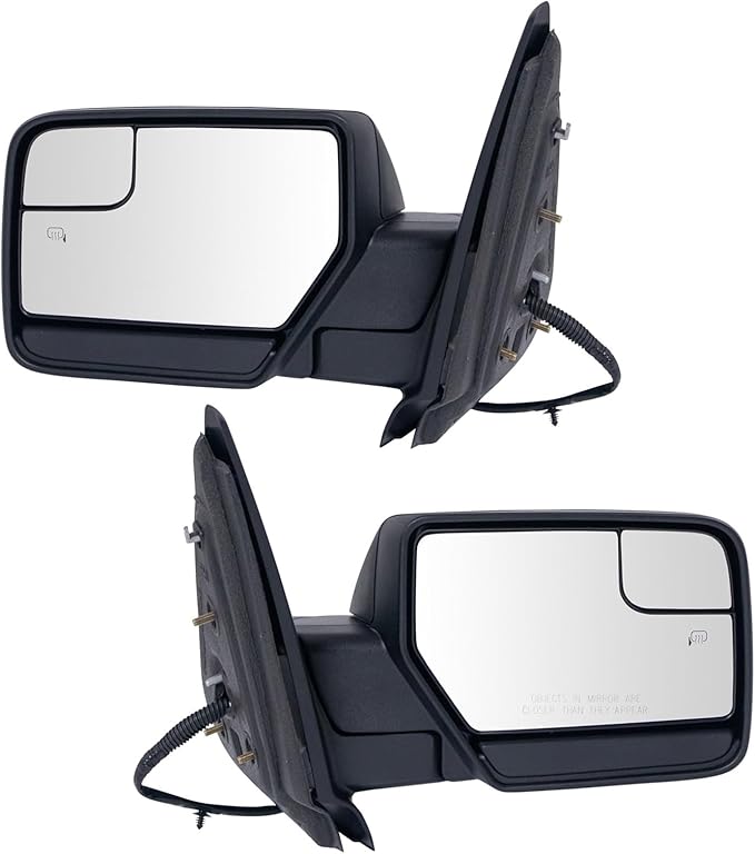 TRQ Driver & Passenger Side Mirror Set with Heat Manual Folding without Housing Turn Signal Compatible with 2012-2017 Ford Ex