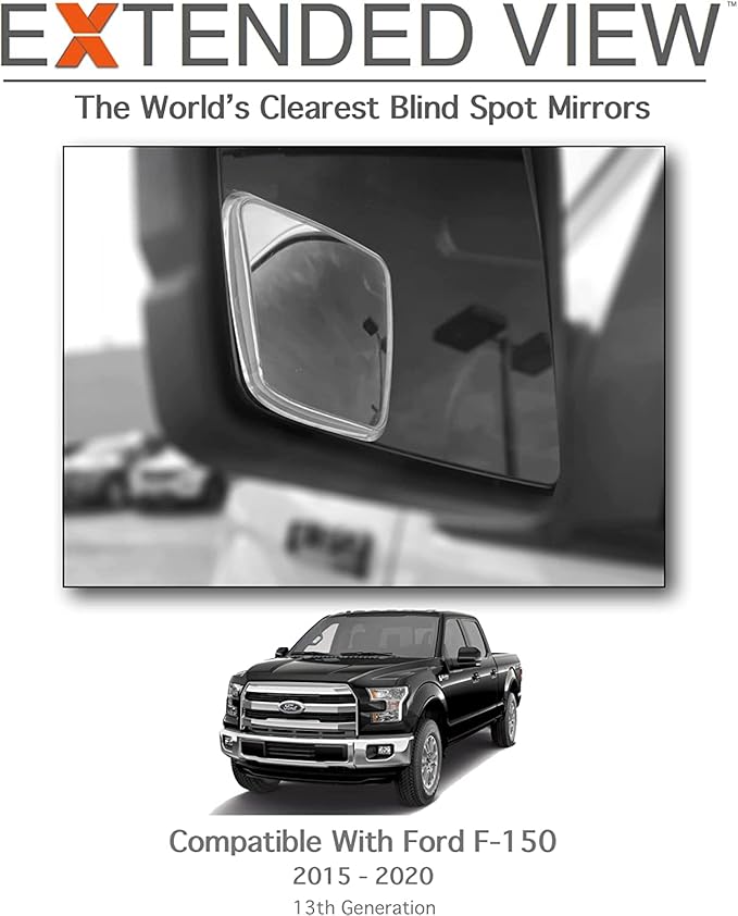NXTGEN Custom Blind Spot Mirrors - Compatible With 2015-2020 Ford F150 13th Generation Factory Mirrors With BLIS | Extended View