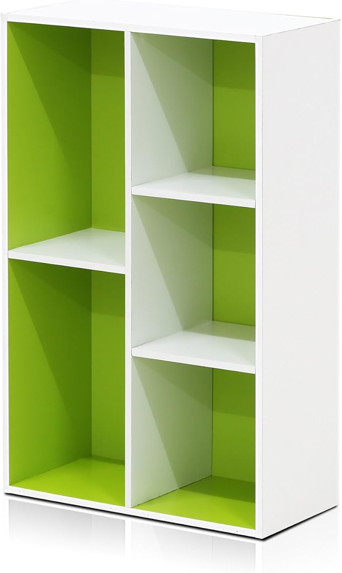 Furinno LUDER Book Shelf, 5-Cube Bookshelf, Reversible Bookcase, 9.4 x 19.5 x 31.5, Easy Assembly, for Living Room, Bedroom, 