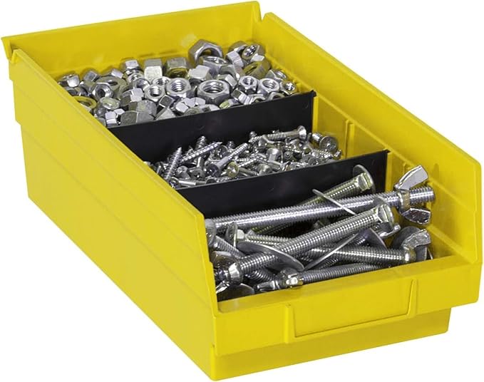 Akro-Mils 30130 Plastic Shelf Bins, Heavy Duty Storage Bins for Garage, Closet, and Drawer Organization, 12" x 6-1/2" x 4", Y