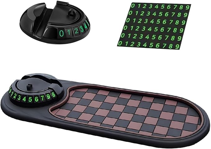Multifunction Car Anti-Slip Mat,360° Rotatable Multifunctional Car Dashboard Mobile Phone Holder with Temporary Parking Numbe