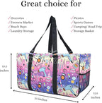 NGIL Extra Large Utility Tote Reusable Grocery Bag Oversized Collapsible for Groceries, Storage, Picnic, Beach (Makeover Dream- Black)