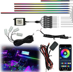 Interior Car Strip Lights Dreamcolor Acrylic Car Decorative Lights with APP Control Multicolor Internal Lighting Kit Music&DIY Function Ambient Fiber Optic Strip LEDs