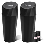 Car Trash Can Bin with Lid - 2 Packs Car Garbage Can with 40pcs Trash Bags for Cup Holder - Black Leakproof Mini Car Trash Bin for SUV Truck - Small Car Organizers and Storage for Door Front Back Seat