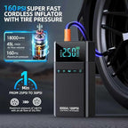 10-in-1 Portable Car Battery Jump Starter with Air Compressor, 6000A 160PSI Portable Car Jumper Starter (All Gas 12L