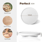 Round Decorative Tray Wood Bathroom Counter Organizer Farmhouse Kitchen Decor Wooden Riser for Soap Dish, Perfume, Candle, Sp
