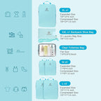 PFEYRPK Lightweight Compression Packing Cubes for Suitcases, Compressible Expandable Travel Packing Organizer with Clear Toil