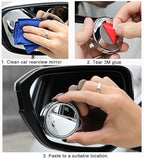 2pc 3” Adjustable large Round Stick-on Convex Spot Mirror, big HD Glass Convex Rear View Mirror,Strong Adhesive Blind Spot Mirror for Car, Van, SUV and Trucks (3"(75mm), Silver frame)