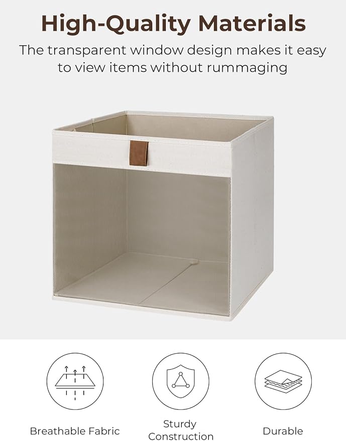 StorageWorks 11x11 Storage Cubes, Closet Storage Bins with Clear Window, Fabric Organizer for Clothes, Collapsible Storage Ba