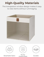 StorageWorks 11x11 Storage Cubes, Closet Storage Bins with Clear Window, Fabric Organizer for Clothes, Collapsible Storage Ba