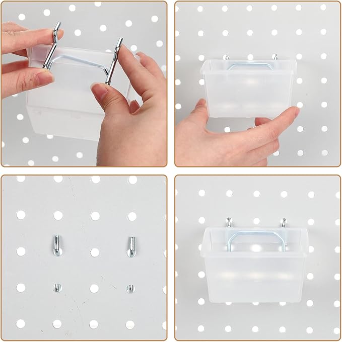 Yookeer 20 Pcs Pegboard Bins and Cups with Hooks and Loops Peg Assortment Organizer Accessories Various Tool Organizer Pegboa