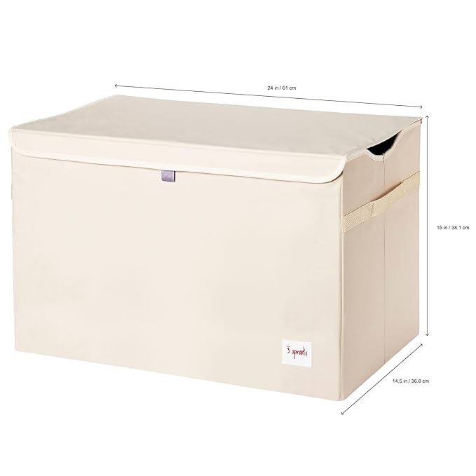 3 Sprouts Large Toy Chest for Kids with Lid and Handles - Collapsible Toy Storage Bin/Trunk/Box/Basket Organizer for Boys & G