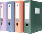 A4 Storage File Boxes Large Capacity Plastic Archives Cases with Lid, 75mm deep, 4 Colores Folding Document Storage Box for O
