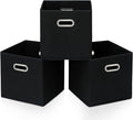 STOREONE Black Fabric Storage Bins Cubes Baskets Containers-(11X11X11) with Dual Handles Cube Storage Organizer Bins for Shel