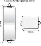 LPHUMEX White Foldable Full Length Mirror for Dance Bag, 33x13 Inch Portable Folding Body Mirror for Dance Travel Wedding Gol