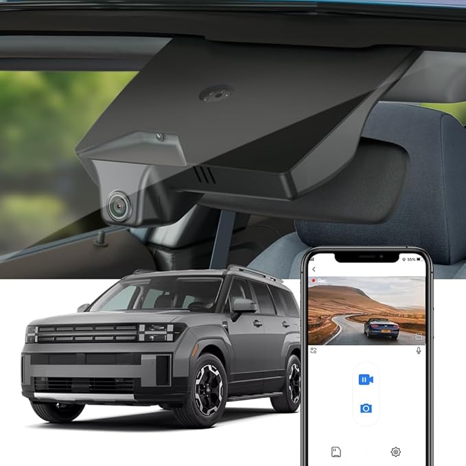 Fitcamx 4K Dash Cam Suitable for Hyundai Santa Fe 2024-2026 (Part No#P6000), OEM Factory Look, UHD 2160P Video, Built-in WiFi