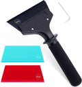 FOSHIO Small Squeegee for Window & Shower Glass Doors, Heavy Duty Metal Handle with 3 Rubber Blades & Car Windshield Ice Scrapers