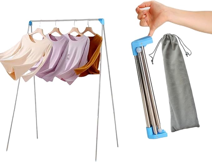 Lmaray Portable Garment Rack, Compact Folding Clothes Drying Rack, Mini Clothing Rack for Travel, Camping, RV, Dance Costume,