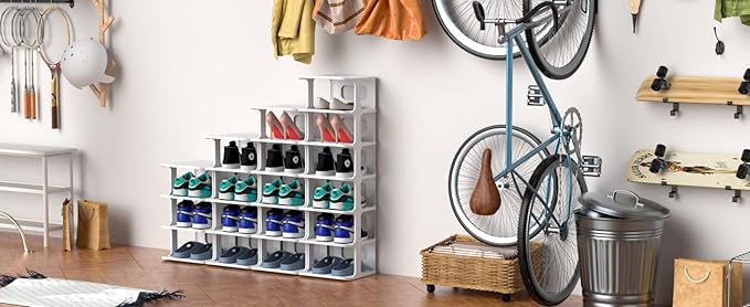 ZOINLIY Stackable Shoe Organizer for Closet, Small Shoe Rack for Entryway, Bedroom, Dorm Rooms, Free Standing Shoe Shelf, Pla