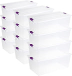 Sterilite 12-Pack 110 Quart ClearView Latch Box, Stackable Organizer Bins with Latching Lids - Clear Plastic Organization Con