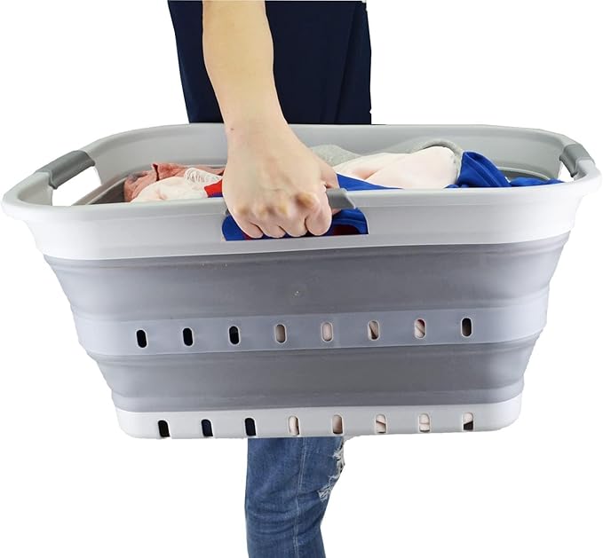 SAMMART 42L (11 gallon) Collapsible Plastic Laundry Basket - Foldable Pop Up Storage Container/Organizer - Portable Basket - 