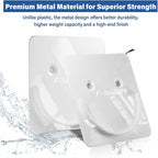 White Metal Shower Rod Holders (2 Pack), Heavy Duty Adhesive & Screw Mount Shower Curtain Rod Brackets, No Drilling