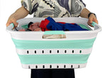 SAMMART 42L (11 gallon) Collapsible Plastic Laundry Basket - Foldable Pop Up Storage Container/Organizer - Space Saving Hampe