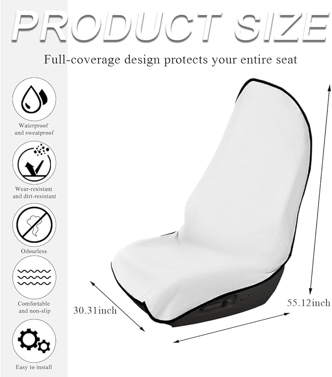 Waterproof Car Towel Seat Cover, Sweating Non-Slip Premium Towel Carseat Cover Protector, Universal Soft Machine Washable Car