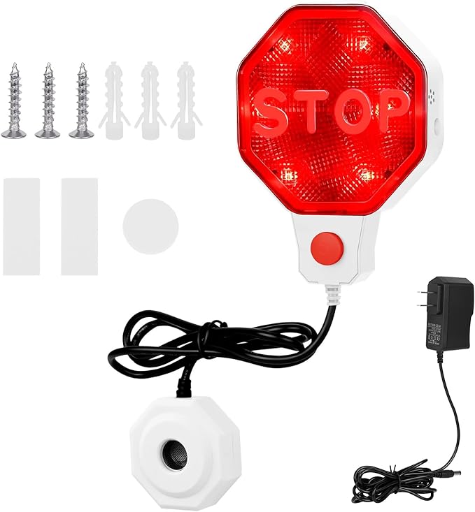 Garage Parking Sensor, Adjustable Garage Car Stop Indicator with Red/Yellow/Green LED Display, Set Stop Distance 6"–6 Ft, Battery (Not Included) or Power Cord Powered (White)
