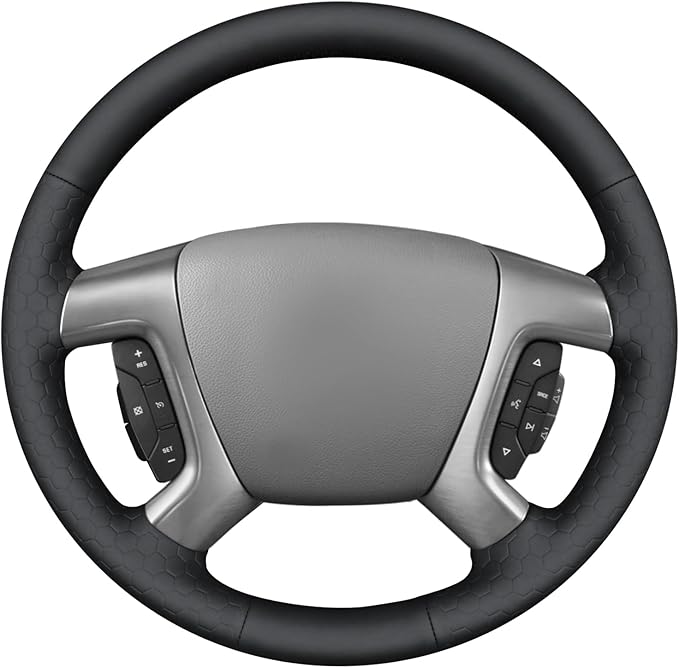 MEWANT DIY Hand Stitch Steering Wheel Cover for Chevy Silverado 1500 Avalanche Hive Embossed Faux Leather Steering Wrap