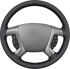 MEWANT DIY Hand Stitch Steering Wheel Cover for Chevy Silverado 1500 Avalanche Hive Embossed Faux Leather Steering Wrap