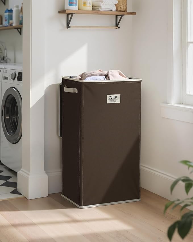 SOLEDI Laundry Hamper with Lid 100L Large & Tall Collapsible Laundry Basket, Clothes Hamper with Bag Removable Easy to Carry,