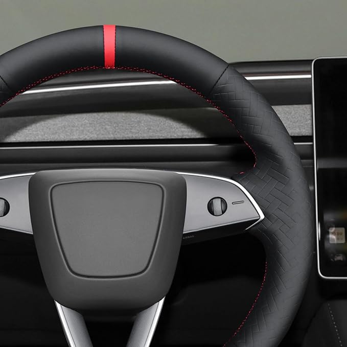 MEWANT DIY Stitching Steering Wheel Cover Wrap for Tesla Model 3 Highland 2023-2025/Model Y 2025 Highland for Tesla Model 3/Model Y Accessories