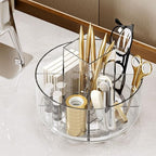 LINFIDITE 360 Rotating Makeup Organizer Clear Cosmetic Storage Holder Tray with 6 Compartment Makeup Brush Lip Gloss Organize