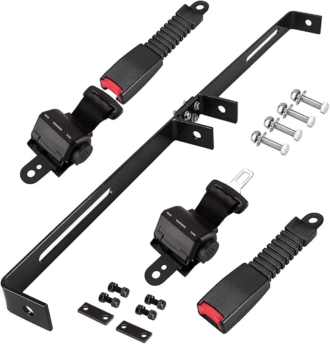 Dr.Acces Universal 2 Passenger Retractable Seat Belts and Bracket Kit for Club Car,EZGO Yamaha etc. Golf Cart