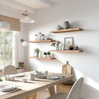 Light Wood Floating Shelves for Wall Rustic Wall Shelves for Bedroom Set of 6