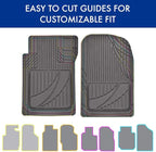 Motor Trend FlexTough Advanced Gray Rubber Car Floor Mats with Cargo Liner Full Set - Front & Rear Combo Trim to Fit Floor Mats for Cars Van SUV, All Weather Automotive Floor Liners