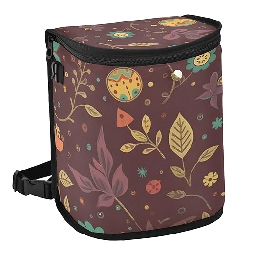 Linqin Autumn Floral Car Trash Can with Lid, Leak Proof, Waterproof, 670 Cubic Inches, 9.1 x 7.1 x 11 inches, Multipurpose Trash Bin for Car, SUV, Truck
