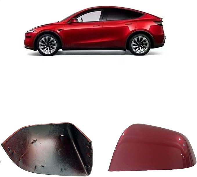 Compatible with Tesla Model Y Side Mirror Cover Replacement 2021 2022 2023 2024, Left Driver Side Rearview Mirror Cover Cap for Model Y Accessories(red)